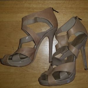 Open-Toe Aldo Leather/Patten Bootie